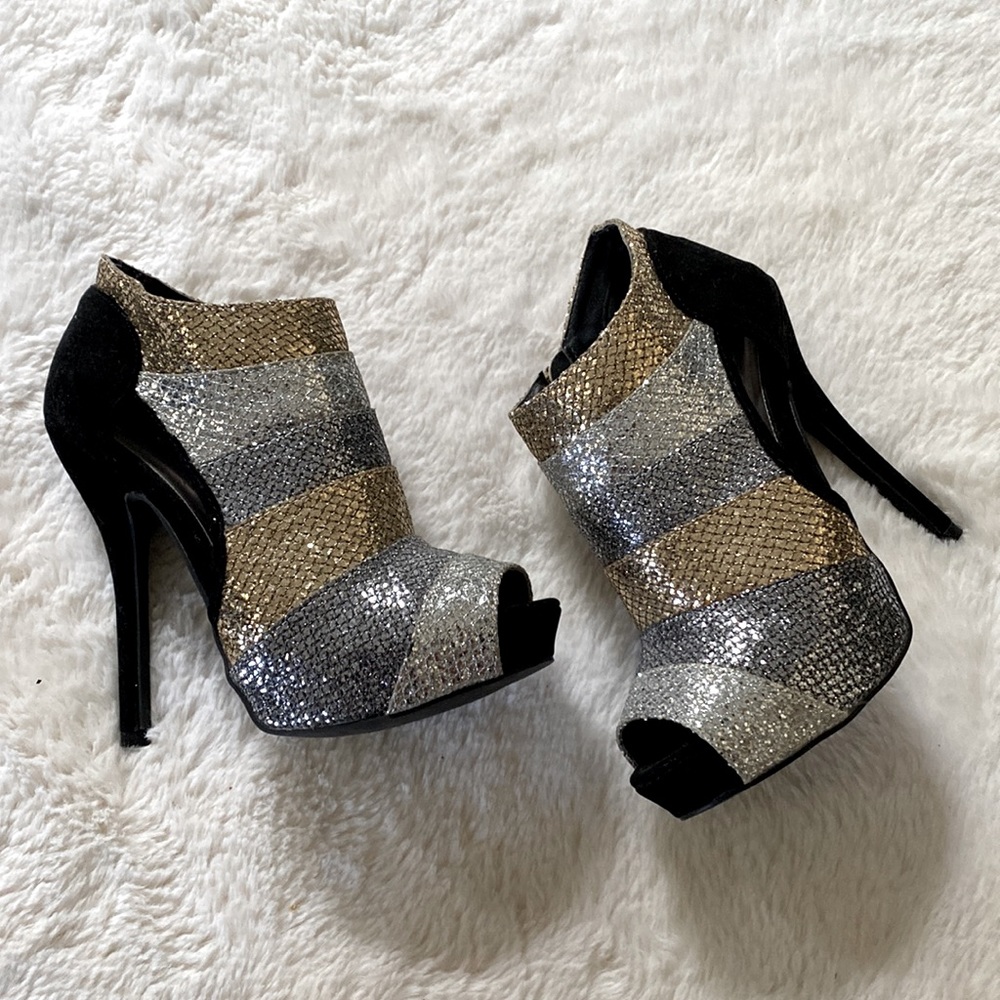 Mixed glitter party boots